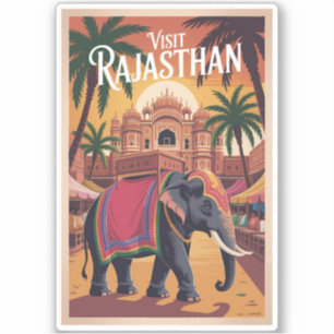 Sticker Illustration Voyage Art Vintage Inde Rajasthan