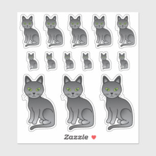 Sticker Illustrations de chats en carton bleu russe