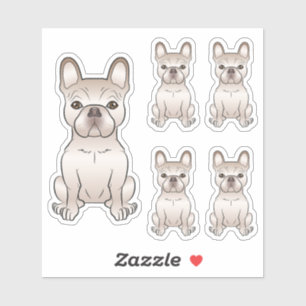 Sticker Illustrations de chien français bouledogue crème a
