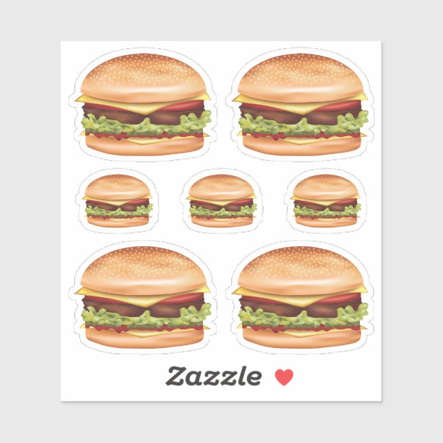 Sticker Illustrations Hamburger Fast Food (Feuille)