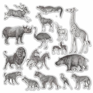 Sticker Illustrations Vintages d'animaux africains