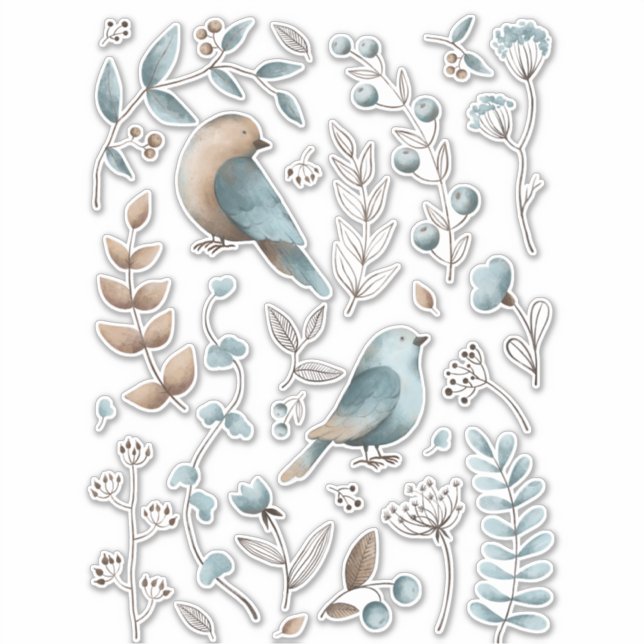 Sticker Image clipart d'oiseau bleu d'eau (Devant)