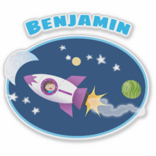 Sticker Image d'un mignon garçon en fusées