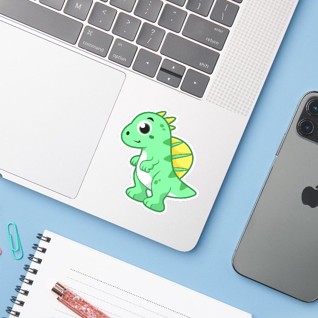 Sticker Image Mignonne D'Un Spinosaure. (Ordinateur portable avec iPhone)