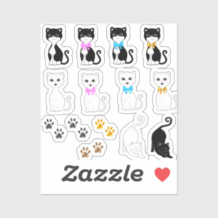 Sticker Images de chat blanc et smoking mignons