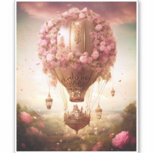 Sticker Imaginaire à air chaud ballon rose or