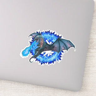 Sticker Imaginaire de dragon à flamme bleue