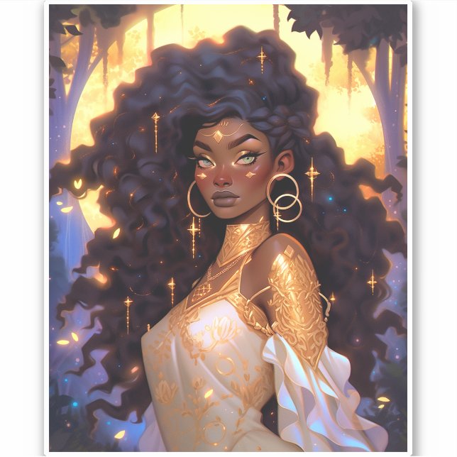 Sticker Imaginaire femme Art Africain Américain (Devant)