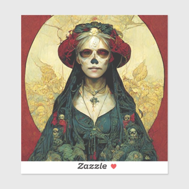 Sticker Imaginaire foncé Gothique Skull Femme (Feuille)