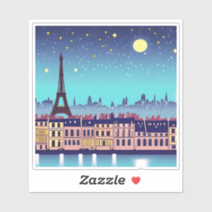 Sticker Imaginaire Skyline de Paris sous les étoiles