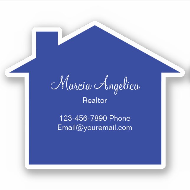 Sticker immobilier classique Étiquette Maison bleu (Devant)