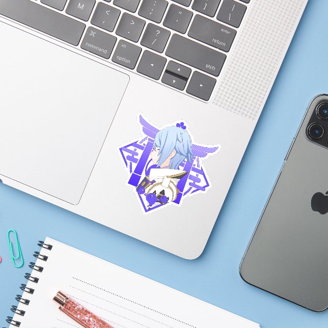 Sticker Impact Genshin Ayato (Ordinateur portable avec iPhone)