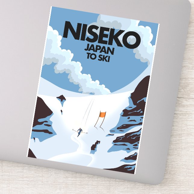 Sticker Impression ski Niseko Japon (Détail)