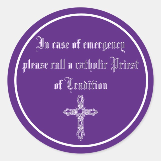 Sticker in case of emergency call a cathol priest (Front)
