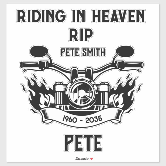 Sticker In Memory Motorbike Rider Biker Funeral (Feuille)