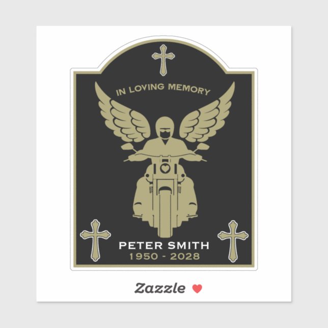 Sticker In Memory Motorbike Rider Biker Funeral (Feuille)