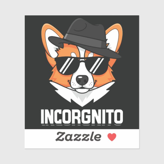Sticker Incorgnito Corgi Stealthy à Shades (Feuille)