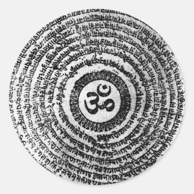 sticker, india, om mani padme hum classic round sticker (Front)