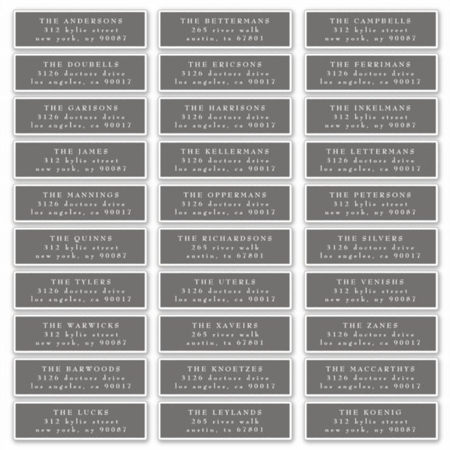 Sticker Individuelle Classique gris foncé blanc Adresse d' (Devant)