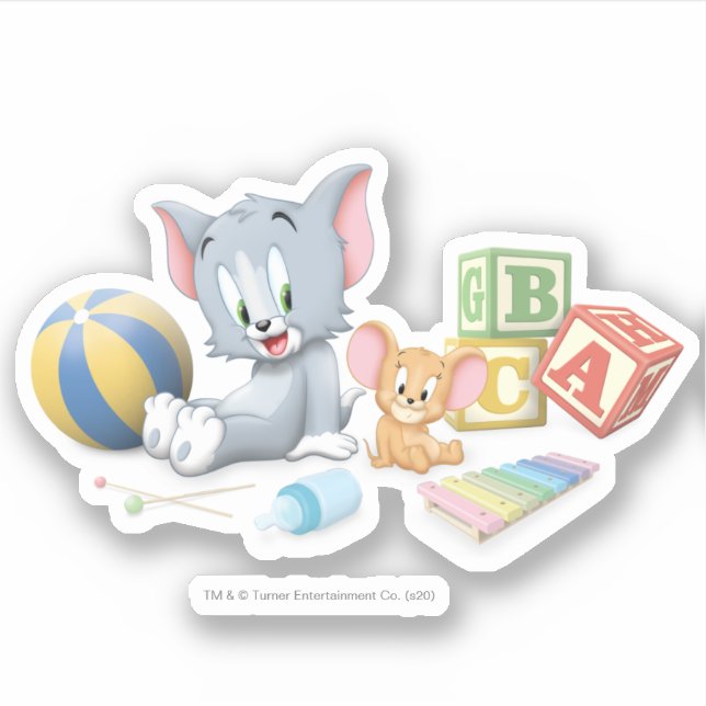 Sticker Infant Tom and Jerry Playing With Toys (Devant)