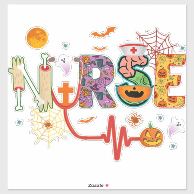 Sticker Infirmière Costume Halloween Stethoscope Pump puls (Feuille)