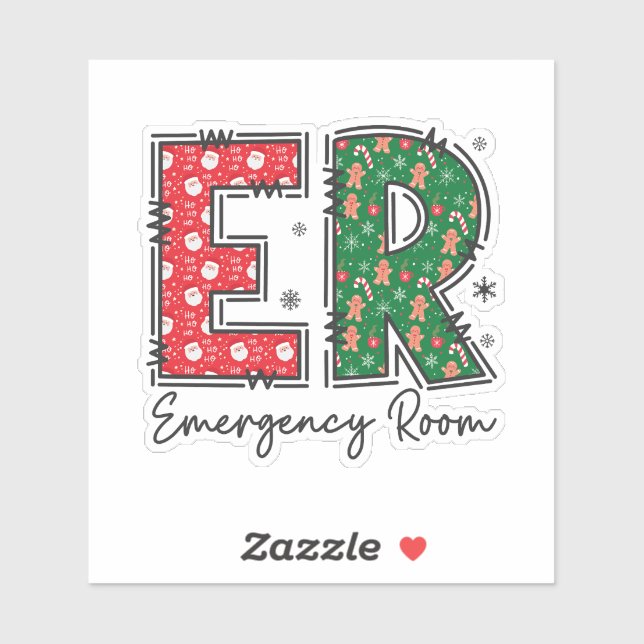 Sticker Infirmière de la salle d'urgence Noël, ÉQUIPE (Feuille)