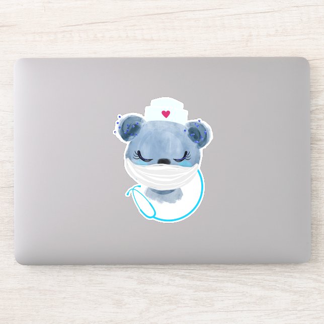 Sticker Infirmière de l'ours mignonne portant un Masque Mé (Ordinateur)