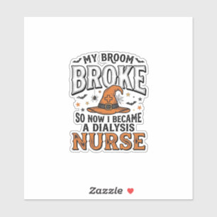 Sticker Infirmière en dialyse Halloween Sorcière Broom Cas