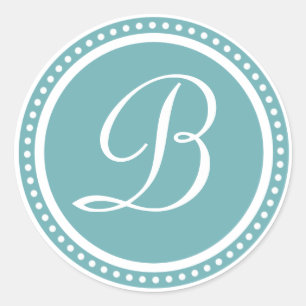 Sticker initial Aqua Blue Dot Monogram