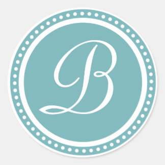Sticker initial Aqua Blue Dot Monogram