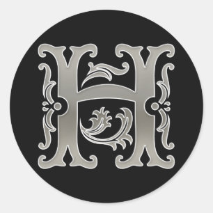 Sticker initial H rond en argent