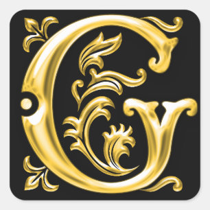 Sticker initial lettre G majuscule en or