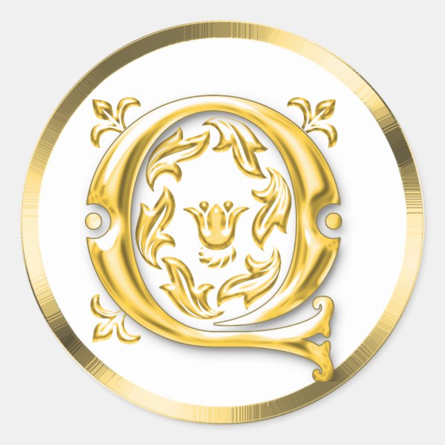 Sticker initial Q rond en or (Devant)
