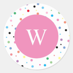 Sticker initial rose rond Monogramme