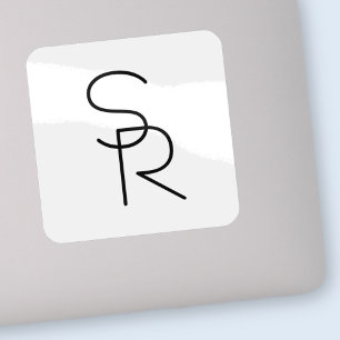 Sticker Initiales de chevauchement à l'aspect moderne
