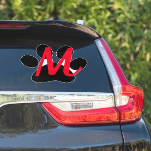 Sticker Initiales Monogrammes Nom rouge Empreintes de patt