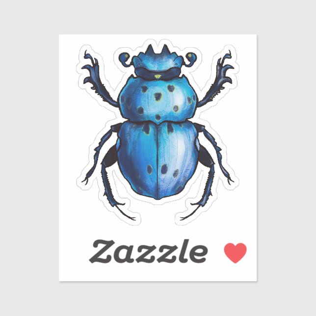 Sticker Insecte d'art du coléoptère bleu (Feuille)