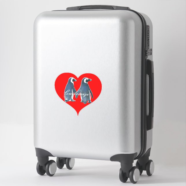 Sticker Inséparables Penguin Couple Red Heart Thunder_Cove (Sur valise)