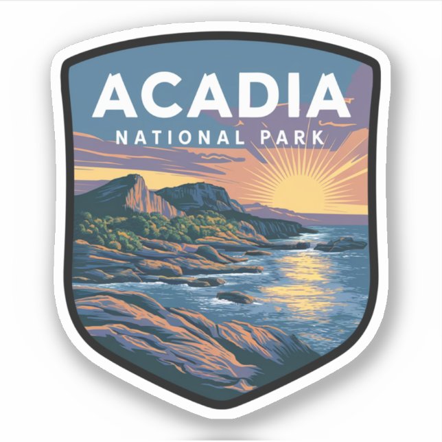 Sticker Insigne coucher de soleil du parc national Acadia (Devant)