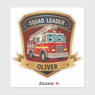 Sticker Insigne de pompier personnalisé mignon