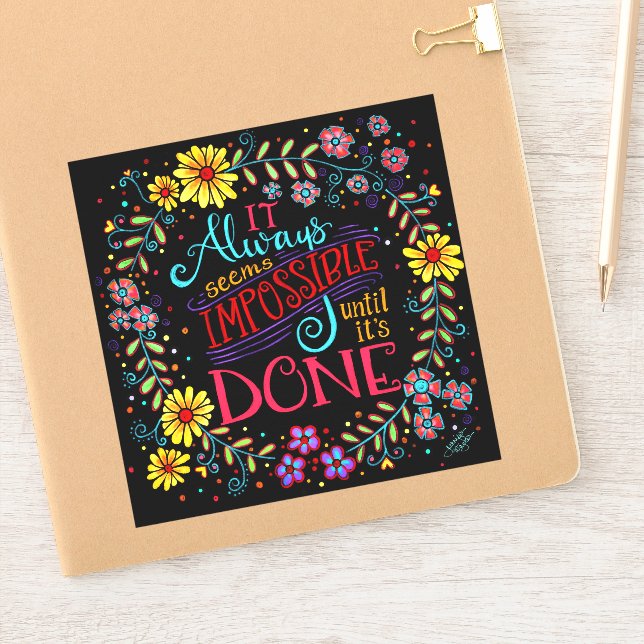 Sticker Inspirationnel Il Semble Toujours Impossible Amusa (Carnet)