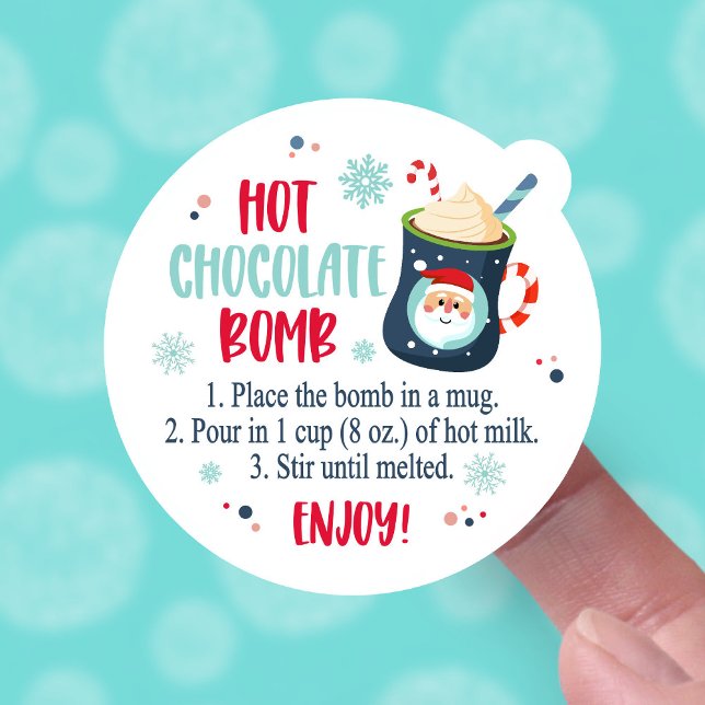 Sticker Instructions pour la coupe de chocolat à base de c (mockup of hot chocolate bomb sticker)