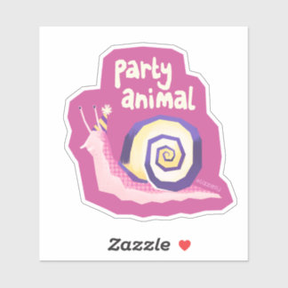 Sticker Introvertebrates rose escargot de fête - moyen aut
