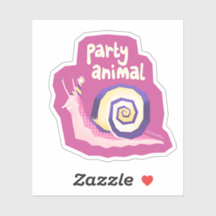 Sticker Introvertebrates rose escargot de fête - petit aut