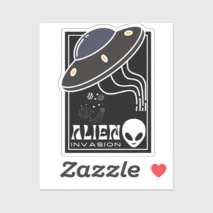 Sticker Invasion Alien UFO galaxie spatiale