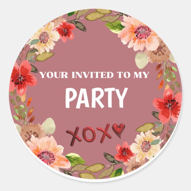 Sticker INVITATION Floral Circle (Devant)