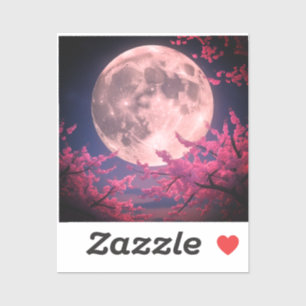 Sticker Invitation Pleine lune et fleurs de cerisiers - Él