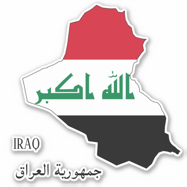 Sticker Irak Drapeau Charme Carte Patriotique (Devant)