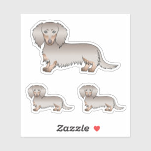 Sticker Isabella et Tan Longue Chevelure Chiens de Dessin 