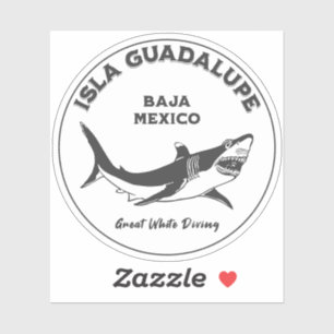 Sticker Isla Guadalupe Great White Shark v2 Diving